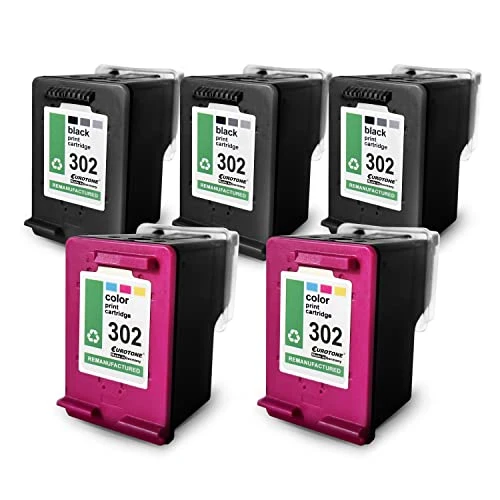 5 cartucce d'inchiostro Eurotone compatibili con HP 302XL – Nero/Ciano/Magenta/Giallo – per HP DeskJet 1110, HP DeskJet 1112