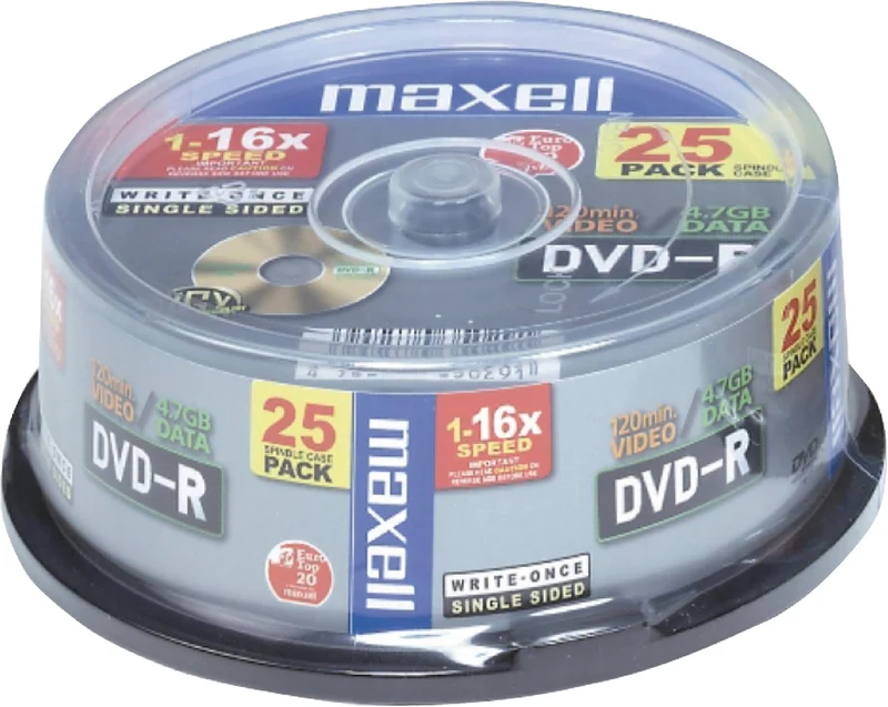 Maxell DVD-R 4.7GB X 25 PACK SPINDLE, 275520