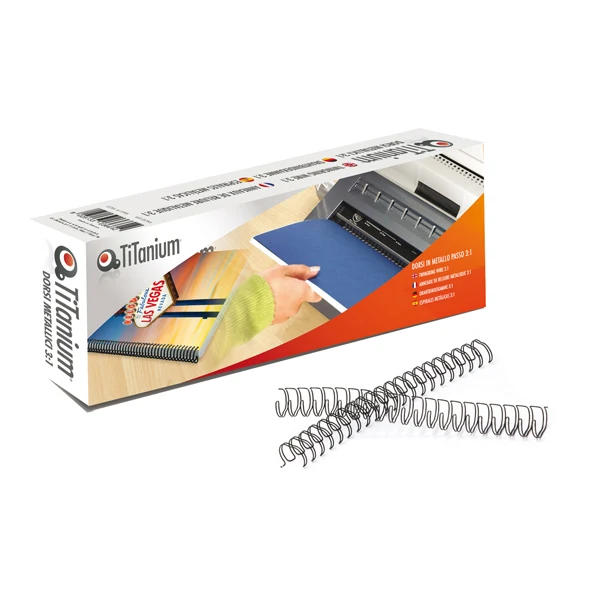 Dorsi spirale metallo 34 anelli passo 3:1 10 mm bianco – scatola 50 pz – Titanium