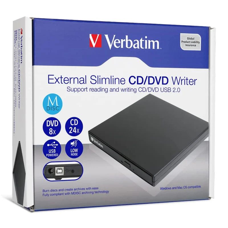 Verbatim Mobile DVD Writer DVD Writer USB 2.0 BLACK, 098938