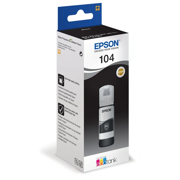 Tanica Originale Epson Serie 104 EcoTank – Nero, Ciano, Magenta, Giallo