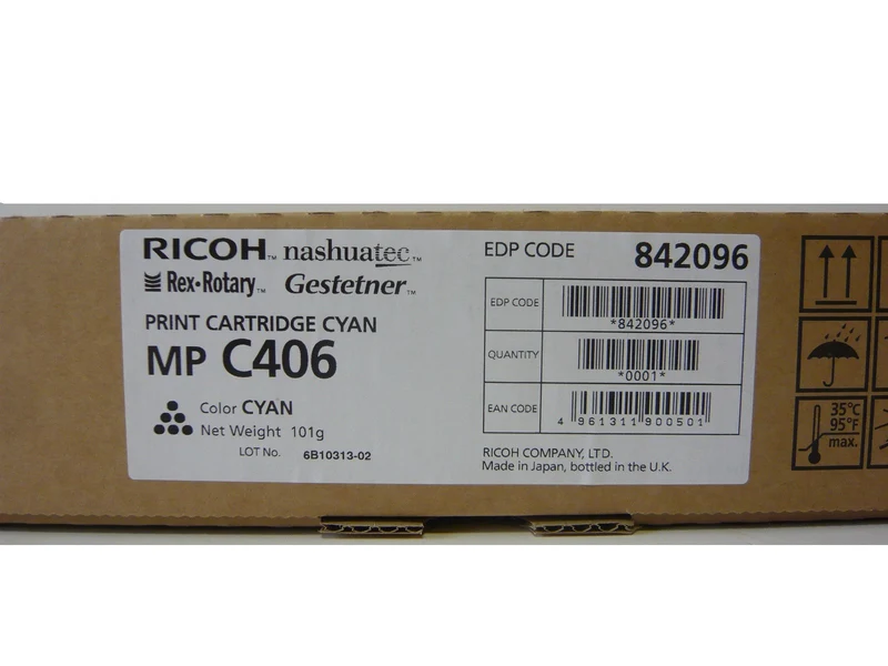 Ricoh MPC306 MPC307 MPC406 Toner CYAN 842096