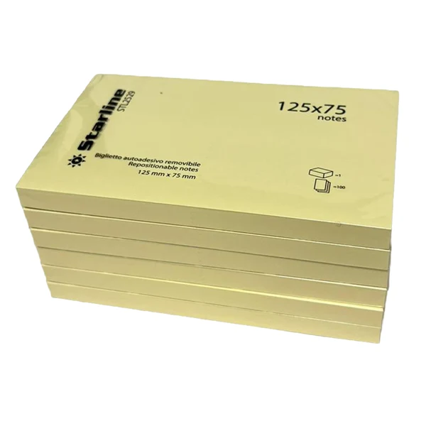 Foglietti adesivi giallo tenue - 12 blocchetti da 100 fg. - 3 Formati - Starline