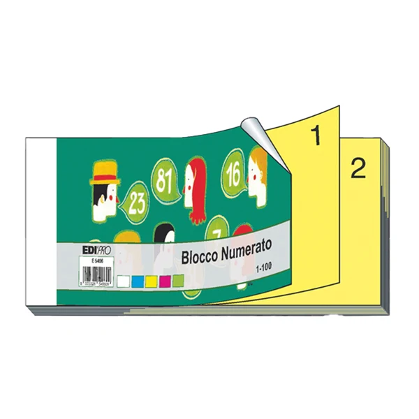 Blocco numerato 1/100 - matrice+figlia - monocolore - 13 x 6 cm - conf. 10 pz - Edipro