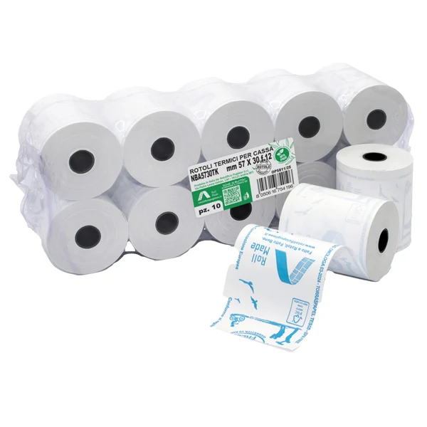 Rotolo Cassa Carta Termica Omologata 57x30 mm 48 gr. Conf. 10 pz | Rotolificio Pugliese