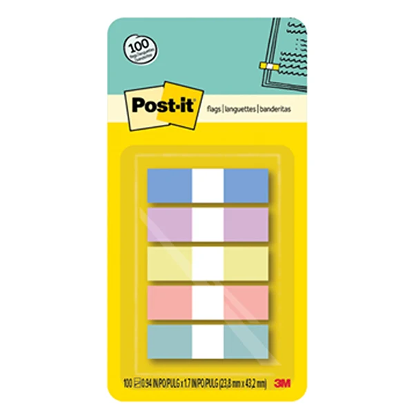Segnapagina Post-it® Super Sticky 100% Riciclati 670-SSR-5, Colori pastello assortiti, 15x50 mm, 70 fogli/blocco, 5 blocchi/confezione, 100% PEFC