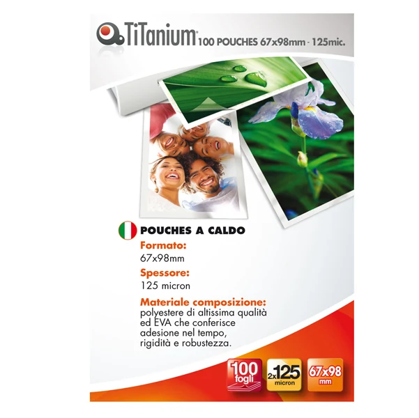 Pouches per Badge 67x98 mm 2x125 Micron Conf. 100 Pezzi - Titanium