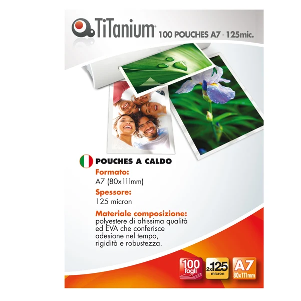 Pouches per Plastificare A7 2x125 Micron Conf. 100 Pezzi Finitura Lucida - Titanium