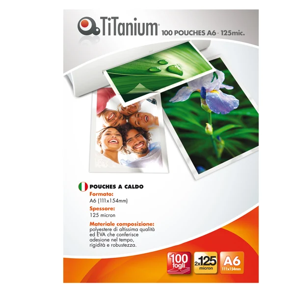 Pouches per Plastificare A6 2x125 Micron Conf. 100 Pezzi - Titanium