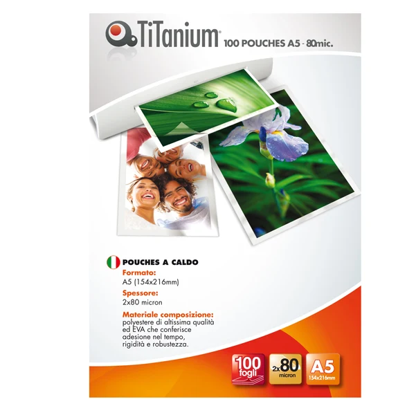 Pouches per Plastificare A5 80 e 125 Micron Conf. 100 Pezzi - Titanium
