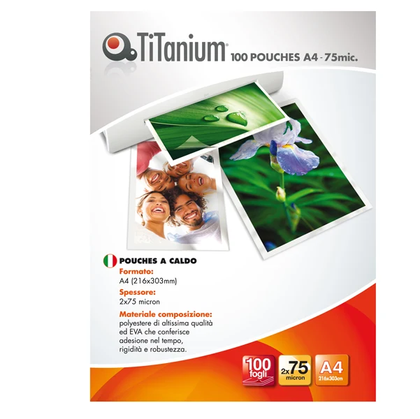 Pouches per Plastificare A4 Vari Spessori Conf. 100 Pezzi Angoli Arrotondati - Titanium