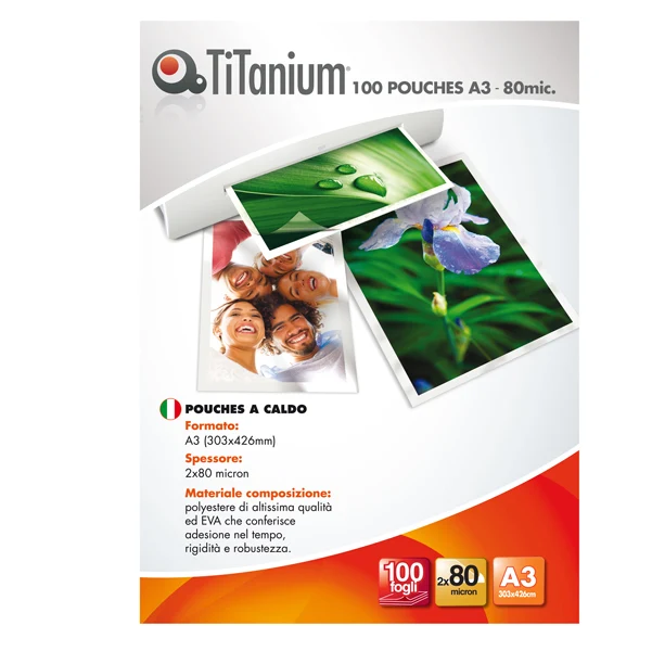 Pouches per Plastificare A3 Vari Spessori Conf. 100 Pezzi - Titanium