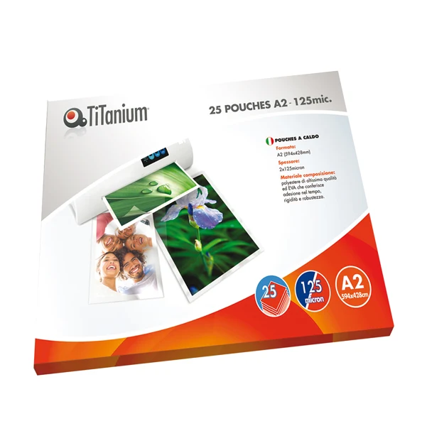 Pouches per Plastificare A2 2x125 Micron Conf. 25 Pezzi - Titanium