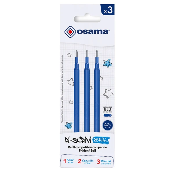 Refill “Riscrivi” per Penna Cancellabile Frixion 0,7 mm – Blister 3 Pz. | Osama