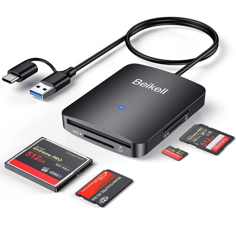 Beikell 4 in 1 Dual Connector USB C & 3.0 Reader Adapter