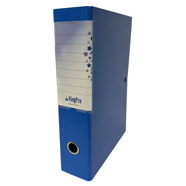 Scatola Archivio KingPro Dorso 8 cm PVC Effetto Lino 3 Bottoni Bruniti Anello Portaetichetta 4 Colori | Starline
