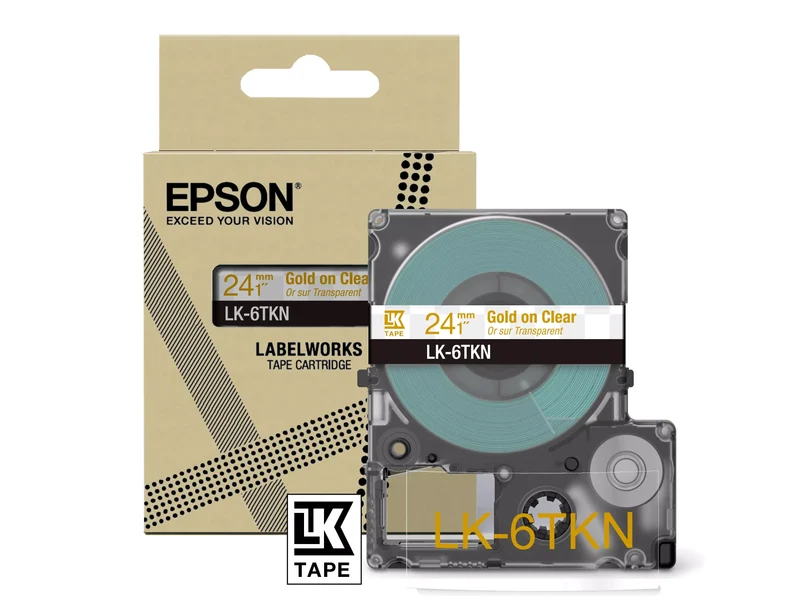EPSON LK-6TKN METALLIC TAPE CLEAR/GOLD 24MM (9M)