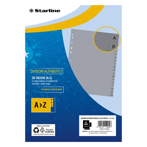 Separatori A4 Maxi PPL Grigio 3 Versioni A/Z 1/12 1/31 | Starline
