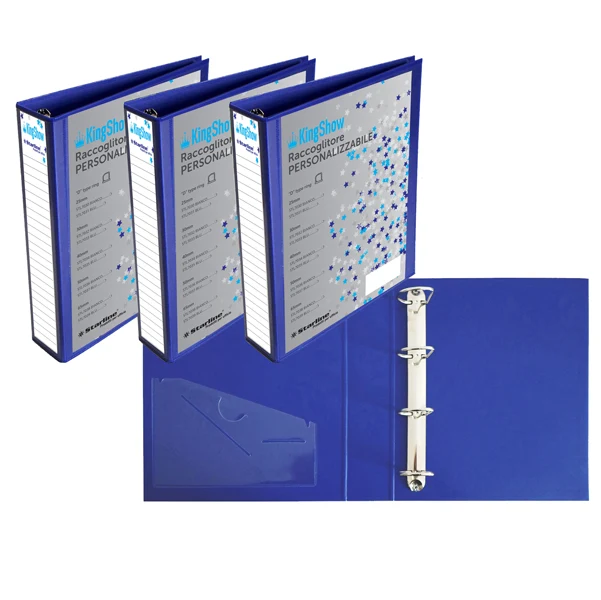 Raccoglitore KingShow Personalizzabile A4 4 Anelli a D Diam. 50 mm Blu PPL Goffrato | Starline