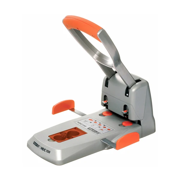 Perforatore Rapid HDC150 2 Fori 150 Fogli Centratura Automatica Soft Grip Passo 80 mm