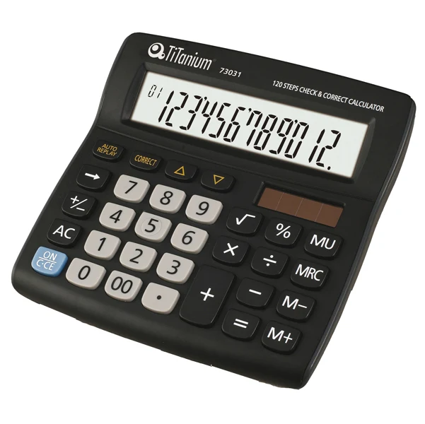 Calcolatrice da Tavolo 12 Cifre Check&Correct MU Doppia Alimentazione - Titanium