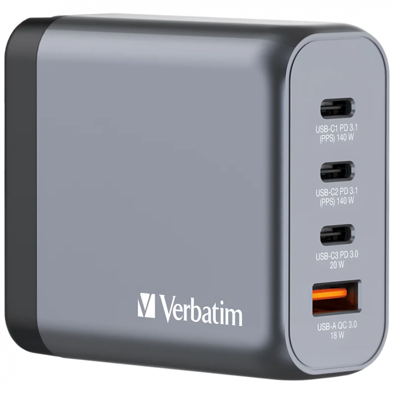 VERBATIM GNC-140 GaN CHARGER 4 PORT 140W USB A/C