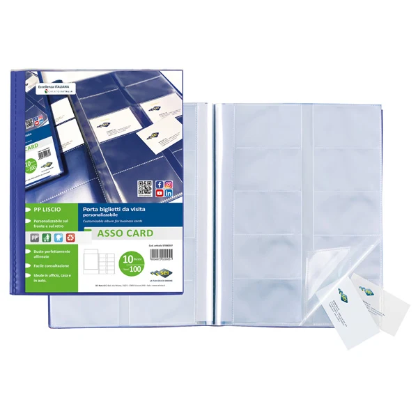 Porta Biglietti da Visita Asso Card A4 – 10 Buste, 10 Tasche | Sei Rota