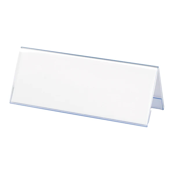 Portanome da Tavolo PVC Trasparente 25x6 cm Conf. 2 pz con Cartoncini | Lebez