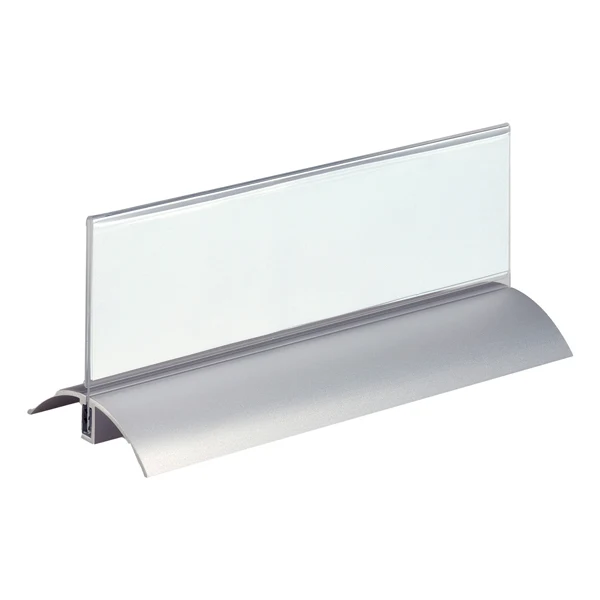 Portanome da Tavolo Deluxe Acrilico e Alluminio 6,1x21 cm Conf. 2 pz per Ufficio e Congressi - Durable