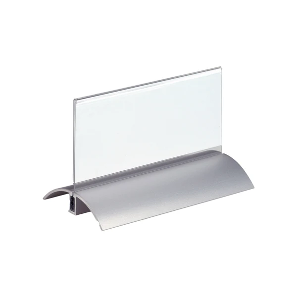 Portanome da Tavolo Deluxe Acrilico e Alluminio 6,1x15 cm Conf. 2 pz per Ufficio e Congressi - Durable