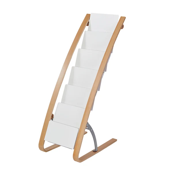 Porta Riviste da Terra 6 Tasche ABS Metallo Legno 34x50x93 cm - Alba