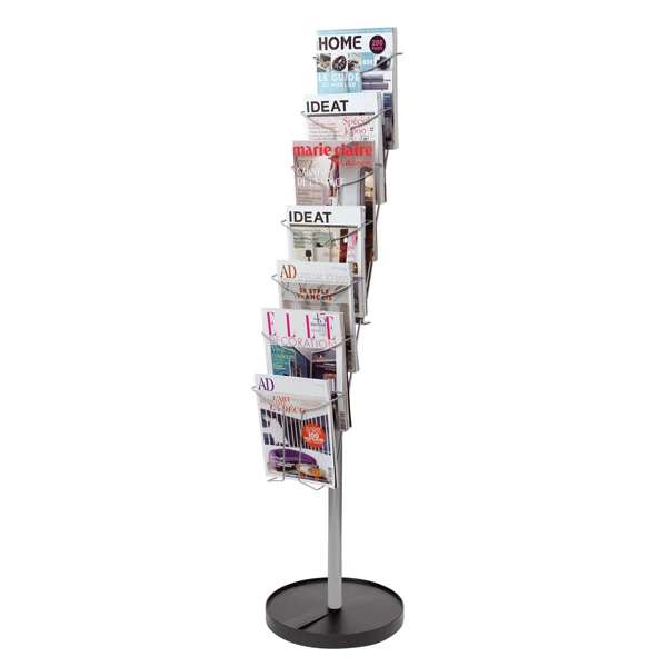 Espositore da Terra 7 Tasche A4 Metallo Grigio h. 150 cm - Alba
