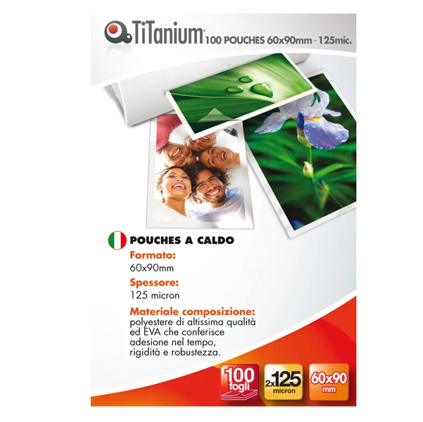 Pouches per Business Card 60x90 mm 2x125 Micron Conf. 100 Pezzi - Titanium