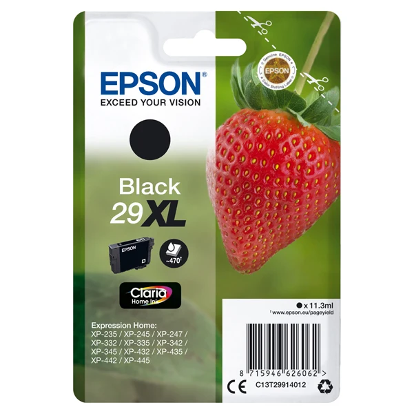 Cartuccia Originale Epson Serie 29XL “Fragola” Alta Capacità – Nero (T2991), Ciano (T2992), Magenta (T2993), Giallo (T2994)
