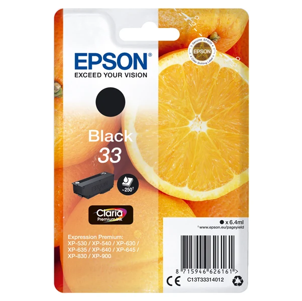 Cartuccia Originale Epson Serie 33 “Arancia” – Nero (T3341), Ciano (T3342), Magenta (T3343), Giallo (T3344)