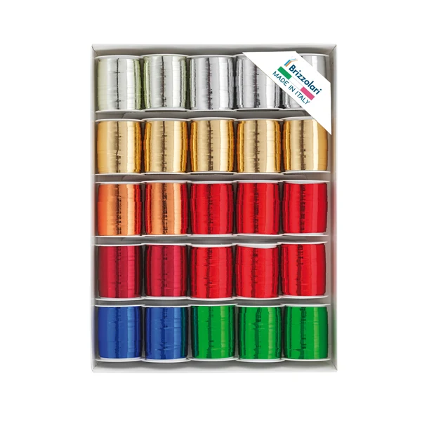 Rocche di Nastro – Liscio PPL Metal, 10 mm x 10 mt, Colori Assortiti, Cf. 25 Pz. | Brizzolari