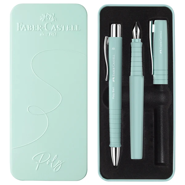 Set Faber-Castell Stilografica Poly Pen + Sfera Poly Ball – Caribic Blue