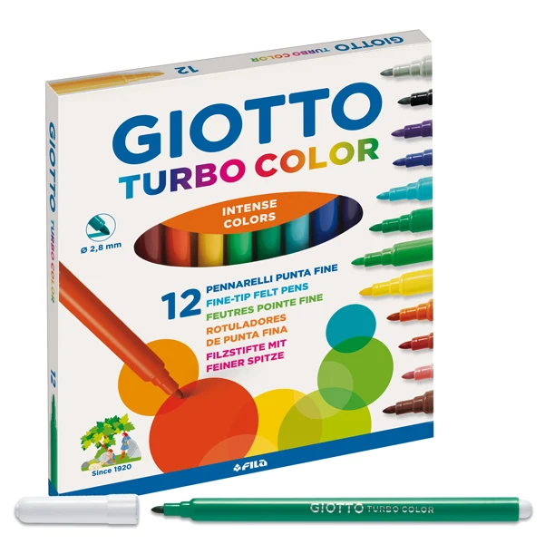 Pennarelli Turbocolor Punta Fine 2,8 mm Inchiostro Innocuo Tappo Ventilato 3 Formati 12-24-36 pz – Giotto