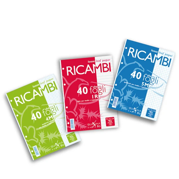 Fogli forati a5 quaxima 80 gr 3 Rigature Cf. 40 Fogli – Pigna