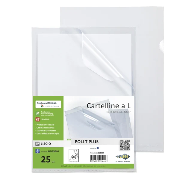 Buste a L A4 PPL Poli T Plus – Finitura Liscia Pesante, CF.25 Pz. | Sei Rota
