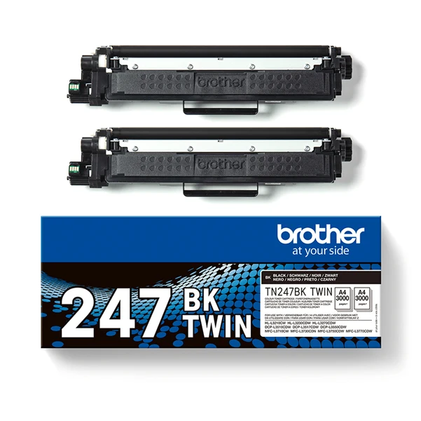 Toner Originale Brother TN247BK Nero – Confezione Twin (2 pezzi) – 3.000 pagine cad.