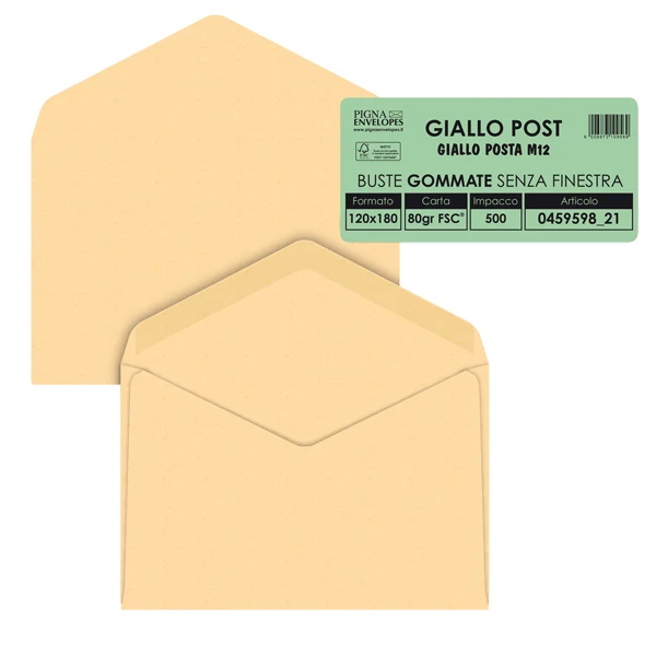 Buste Giallo Posta Lembo Gommato 80 gr 2 Formati Cf. 500 – Pigna