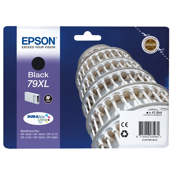 Cartuccia Originale Epson Serie 79XL “Torre di Pisa” Alta Capacità – Nero (T7901), Ciano (T7902), Magenta (T7903), Giallo (T7904)