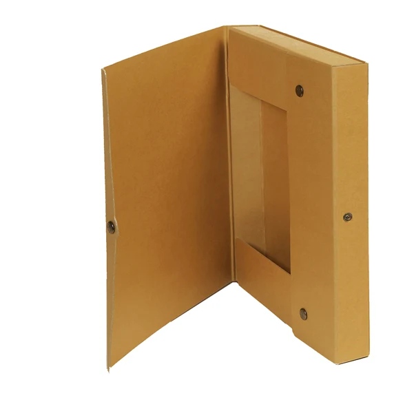 Scatola Porta Progetto Eco Avana Cartone Riciclato 1,3 mm Chiusura Bottone 3 Alette 25x35 cm Conf. 5 pz 6 Dorsi | Starline