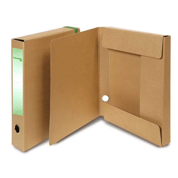 Scatola Porta Progetto Eco Avana Cartone FSC 1,8 mm Elastico 20 mm Anello Nichelato 25x35 cm 4 Dorsi | Starline