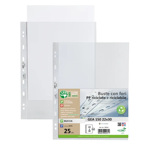 Buste Forate A4 PPL Riciclato – Eco Sostenibili | Sei Rota