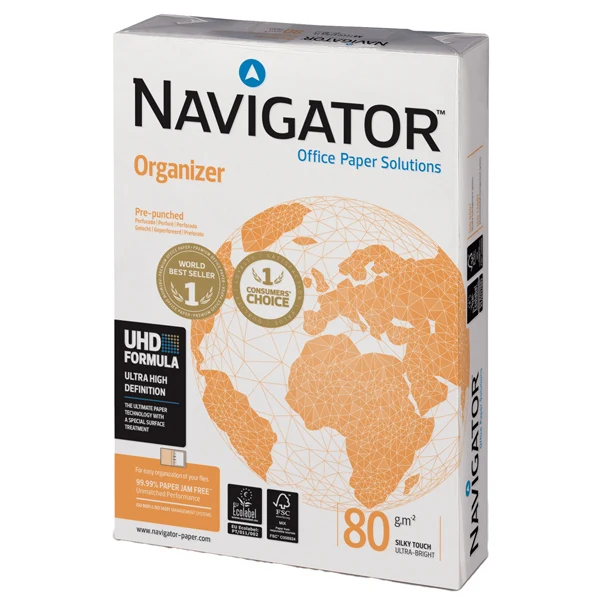 Carta Navigator A4 80 gr 4 Fori – Scatola da 5 Risme (2.500 Fogli)