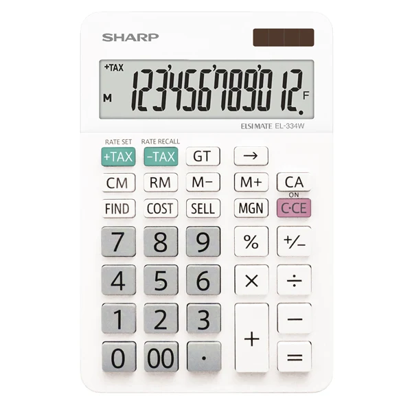 Calcolatrice da Tavolo EL-334W 12 Cifre Display Grande Inclinabile - Sharp