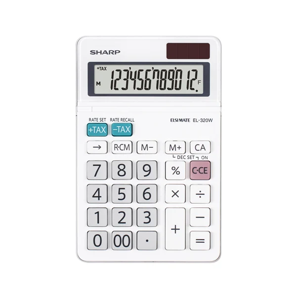 Calcolatrice da Tavolo EL-320WB 12 Cifre Display Regolabile Tax Bianco - Sharp