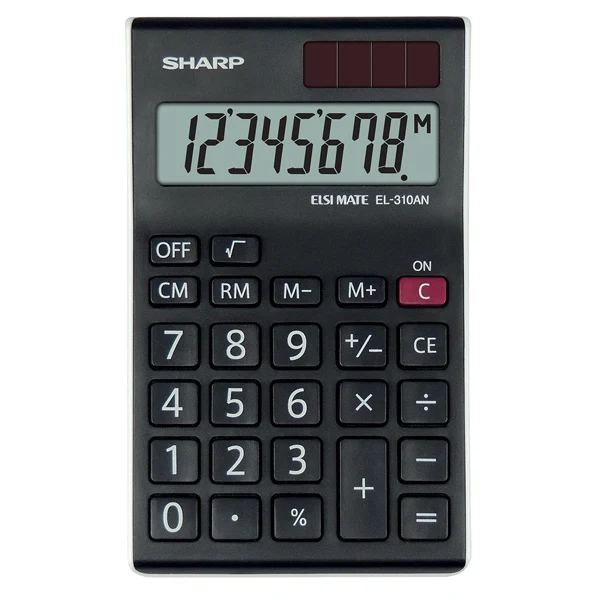 Calcolatrice da Tavolo EL-310ANWH 8 Cifre Display Inclinato Doppia Alimentazione - Sharp